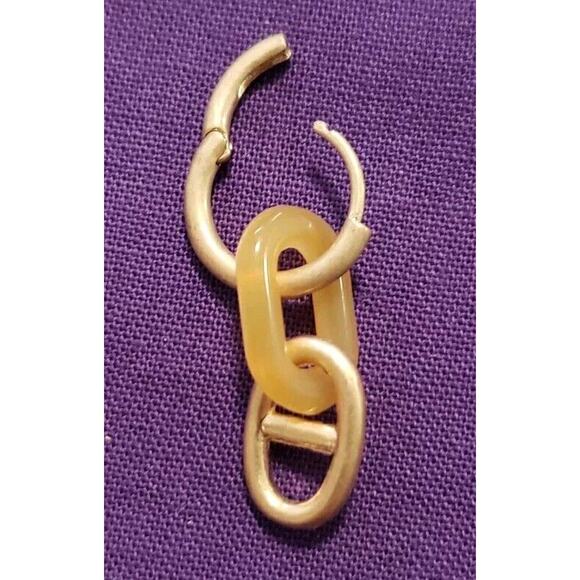 Sonoma Dangle Earrings In Matte Gold Tone With Yellow Acrylic Chain Link Accent - Picture 9 of 9